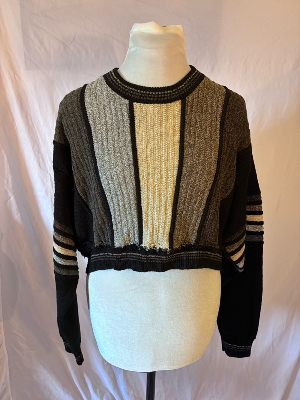 Vintage Protege Collection Coogi Style 3D Knit Factory Cropped Sweater